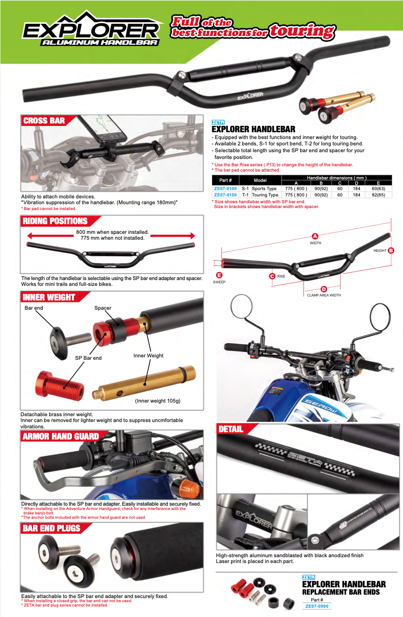 EXPLORER HANDLEBAR 7/8 IN ( 22.2 MM ) - zeta-racing.com.ua